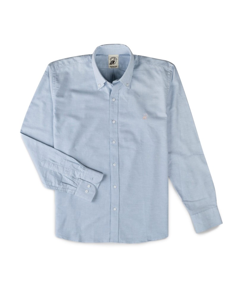 {"en":"Blue Oxford Summer Shirt With Embroidery"}